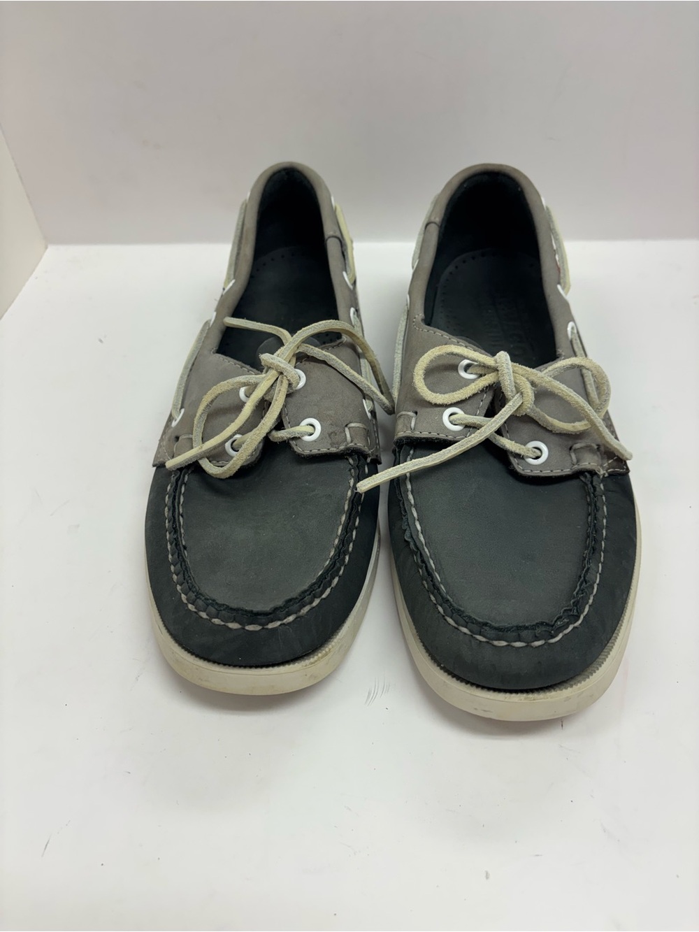 SEBAGO DOCKSIDER BOAT NAUTICAL SHOE SLIP ON   MEN 7.5   LT & DARK GRAY